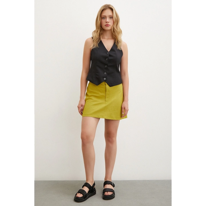 Yüksek Bel Şort Hardal