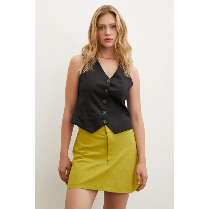 Yüksek Bel Şort Hardal