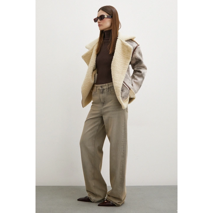 Yüksek Bel Wide Leg Jean Taş