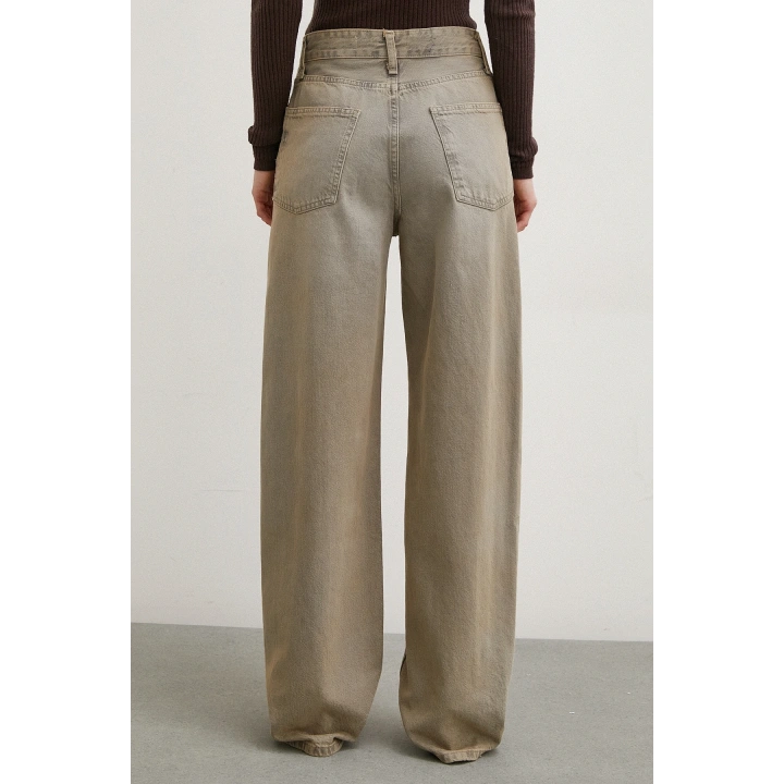 Yüksek Bel Wide Leg Jean Taş