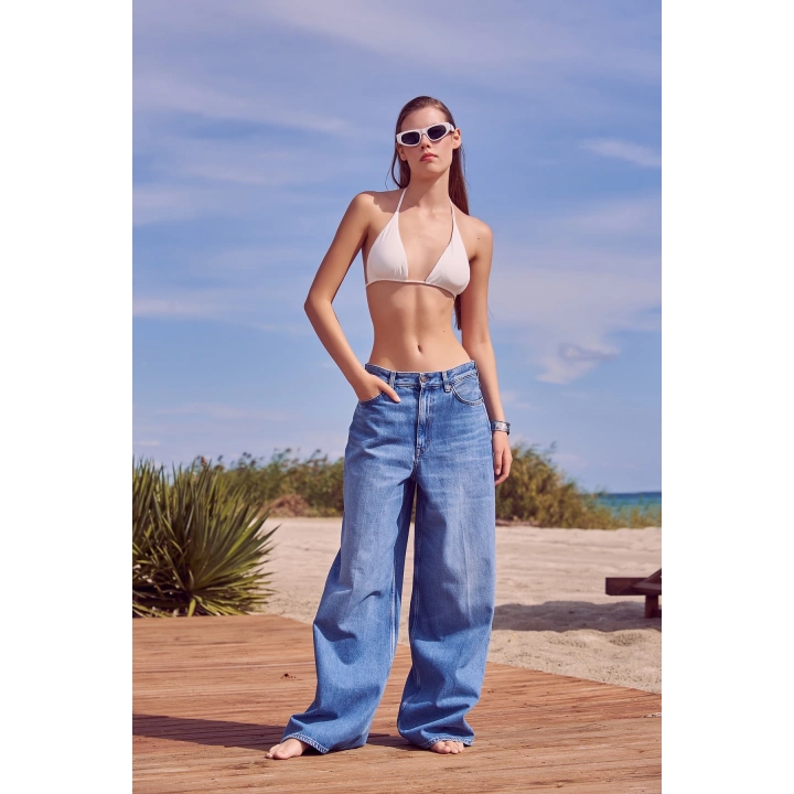 Yüksel Bel Baggy Jean Mavi