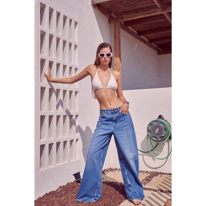 Yüksel Bel Baggy Jean Mavi