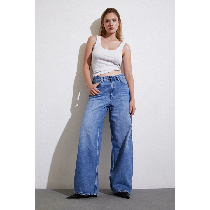 Yüksel Bel Baggy Jean Mavi