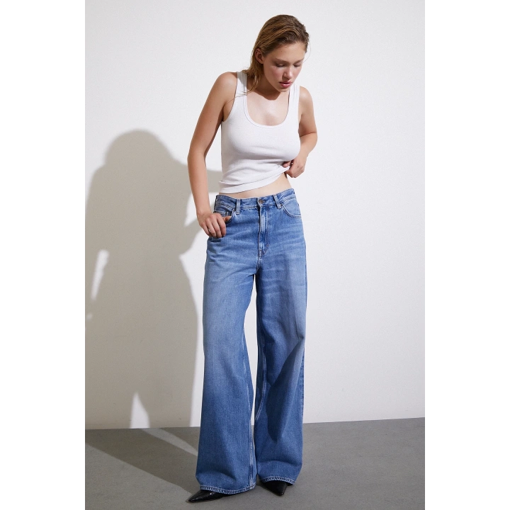 Yüksel Bel Baggy Jean Mavi