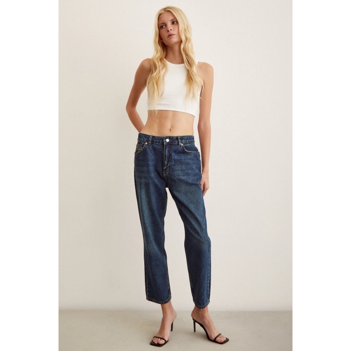 Yüksel Bel Mom Jean Lacivert