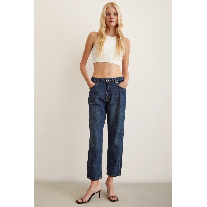 Yüksel Bel Mom Jean Lacivert