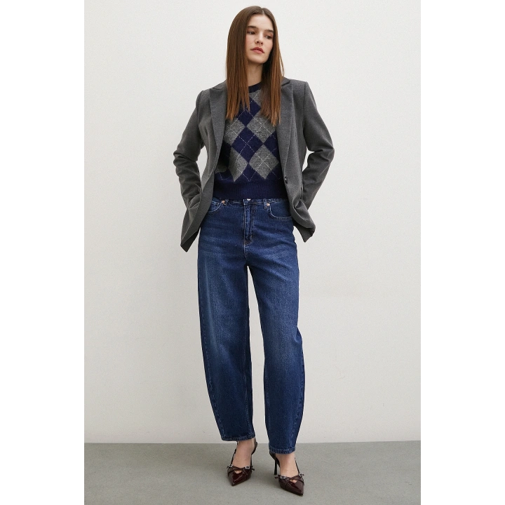 Yüksel Bel Mom Jean Lacivert