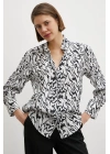 Animal Desenli Gömlek Siyah
