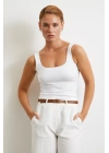 Askılı Basic Top Beyaz