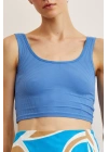 Askılı Crop Bluz Mavi