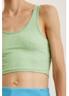 Askılı Crop Bluz Yeşil