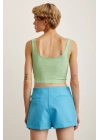 Askılı Crop Bluz Yeşil