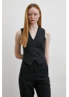 Astarlı Kuplu Yelek Siyah
