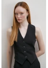 Astarlı Kuplu Yelek Siyah