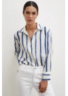 Bambu Çizgili Gömlek Lacivert
