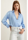 Basic Saten Gömlek Açık Mavi