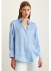 Basic Saten Gömlek Açık Mavi