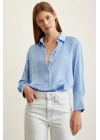 Basic Saten Gömlek Açık Mavi