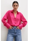 Basic Saten Gömlek Fuşya