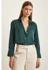 Basic Saten Gömlek Koyu Yeşil