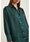 Basic Saten Gömlek Koyu Yeşil