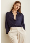 Basic Saten Gömlek Lacivert