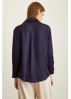 Basic Saten Gömlek Lacivert