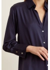 Basic Saten Gömlek Lacivert
