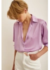 Basic Saten Gömlek Mor