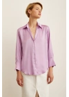 Basic Saten Gömlek Mor
