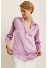 Basic Saten Gömlek Mor
