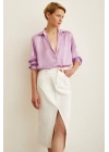 Basic Saten Gömlek Mor