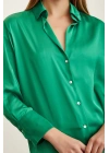 Basic Saten Gömlek Yeşil