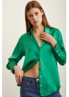 Basic Saten Gömlek Yeşil