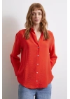 Basic Viskon Gömlek Kırmızı