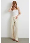 Bel Bantlı Wide Leg Pantolon Krem