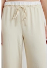 Bel Bantlı Wide Leg Pantolon Krem