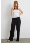 Bel Bantlı Wide Leg Pantolon Siyah