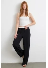 Bel Bantlı Wide Leg Pantolon Siyah
