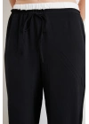 Bel Bantlı Wide Leg Pantolon Siyah