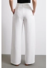 Bel Detaylı Wide Leg Pantolon Ekru