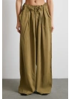 Beli Büzgülü Geniş Paça Rahat Pantolon Yeşil