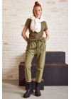 Beli İpli Salaş Gabardin Pantolon Haki