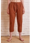 Beli İpli Salaş Gabardin Pantolon Kiremit
