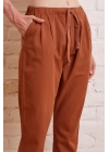 Beli İpli Salaş Gabardin Pantolon Kiremit