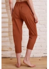 Beli İpli Salaş Gabardin Pantolon Kiremit
