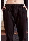Beli İpli Salaş Gabardin Pantolon Siyah