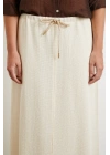 Beli Lastikli Astarlı Hasır Etek Krem