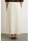 Beli Lastikli Astarlı Hasır Etek Krem