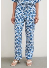 Beli Lastikli Boru Paça Pantolon Mavi